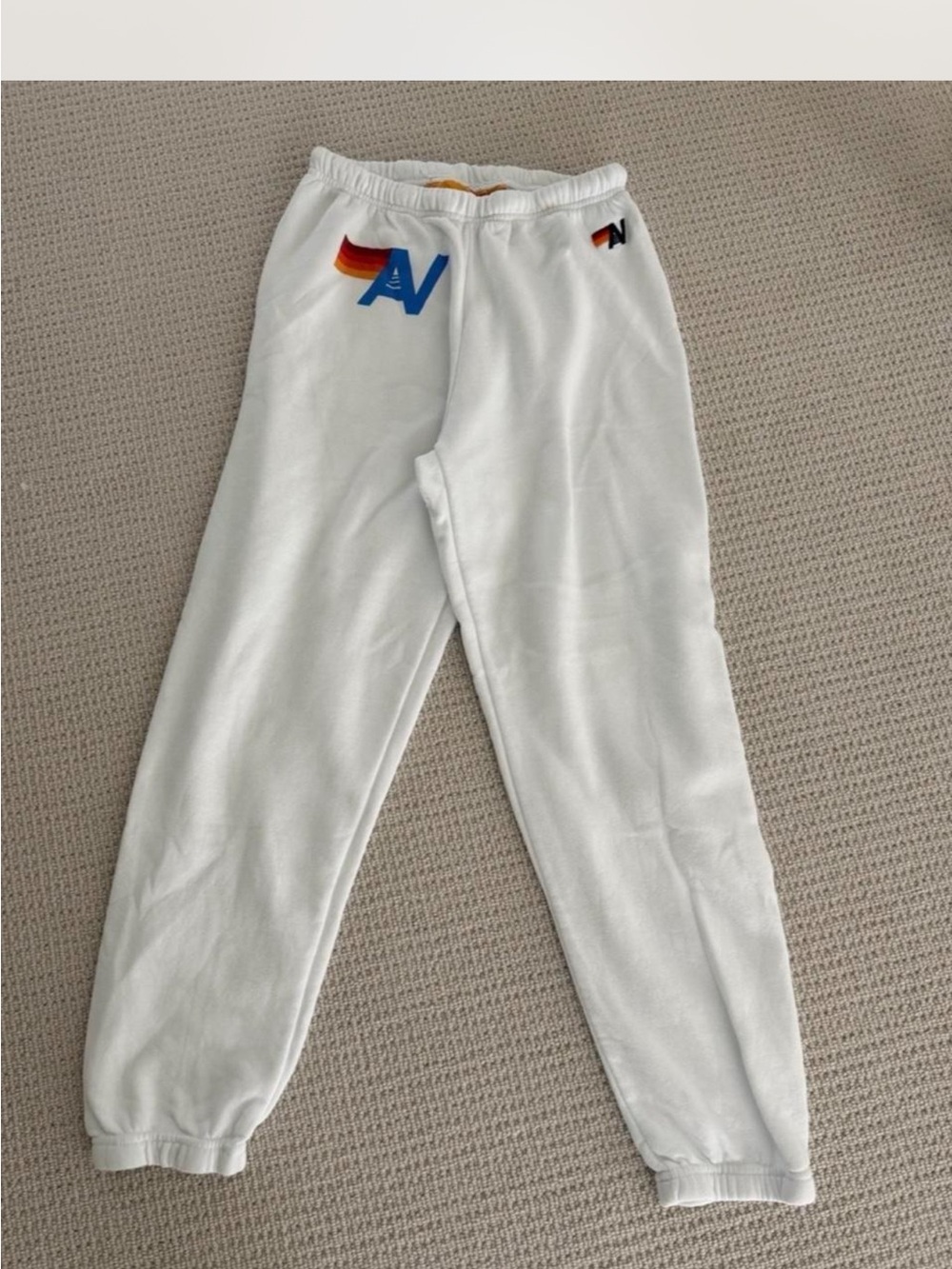 Aviator Nation White Kids Sweatpants with Rainbow Logo